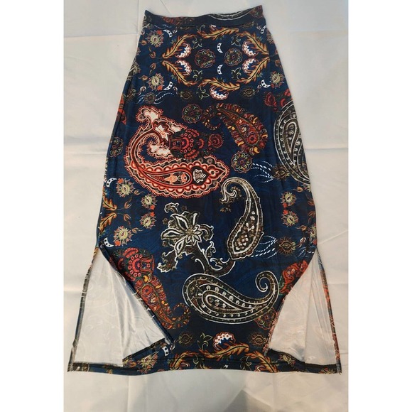 New without Tags LoveU Dear Maxi Skirt Multi Design Print, Elastic Back Size L - Picture 1 of 7